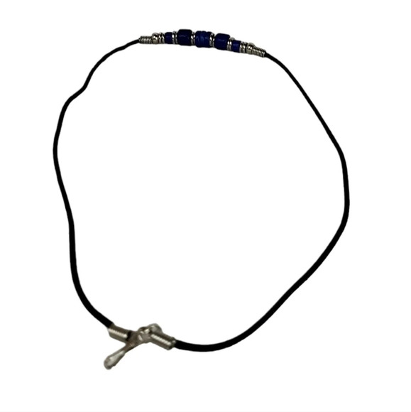 Blue Silver Wax Cord Necklace - Picture 2 of 2